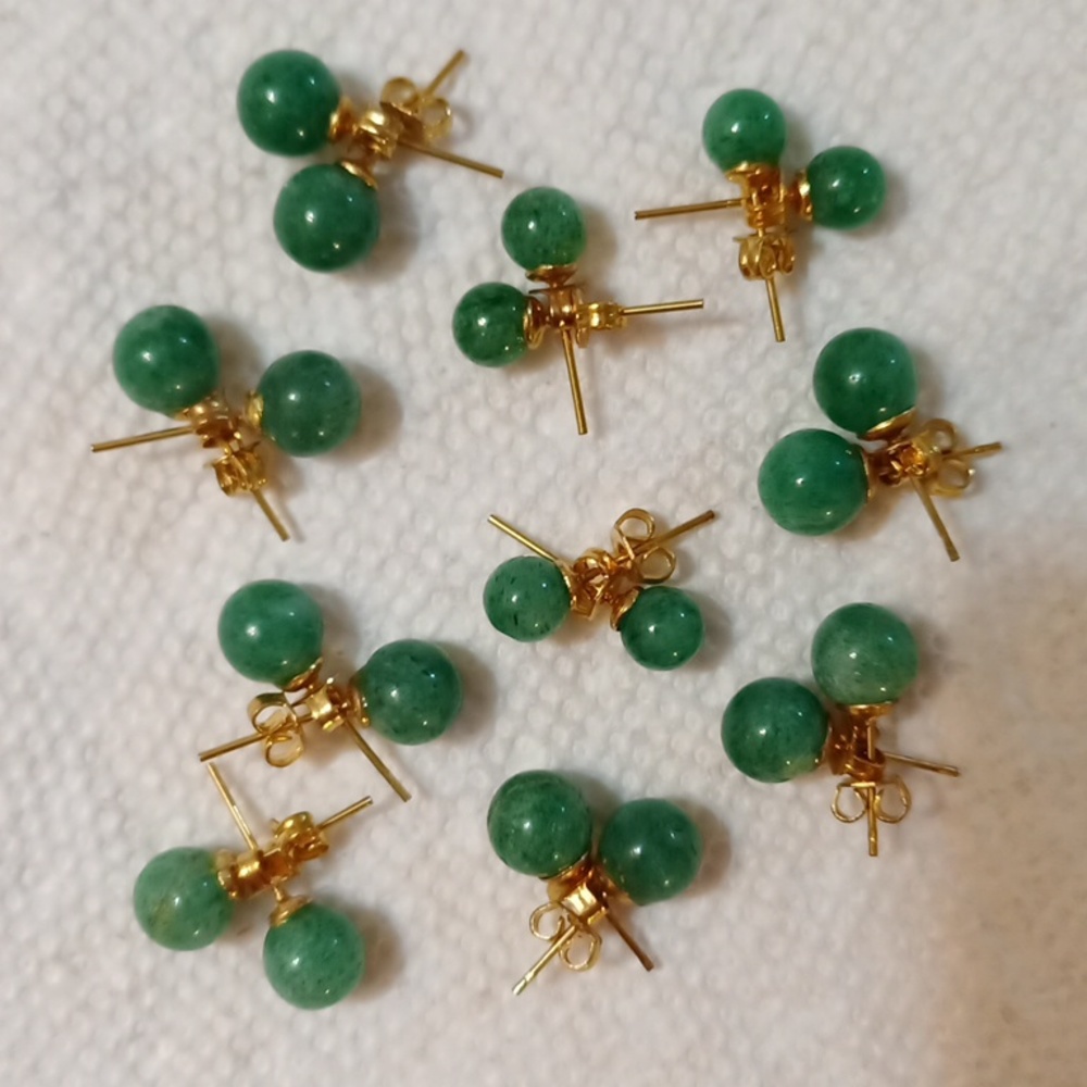 New Lot 10 pairs Aventurine Jade Gem stone Stud earrings